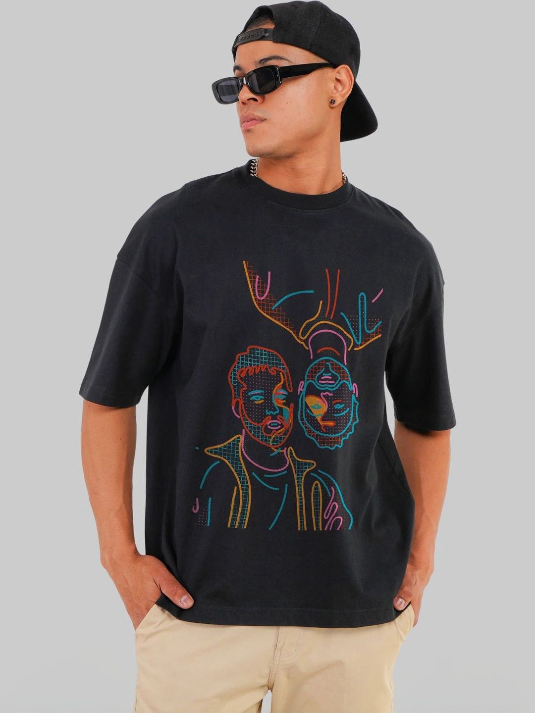 LazyGreg Men Oversized Graphic Cotton T-shirt