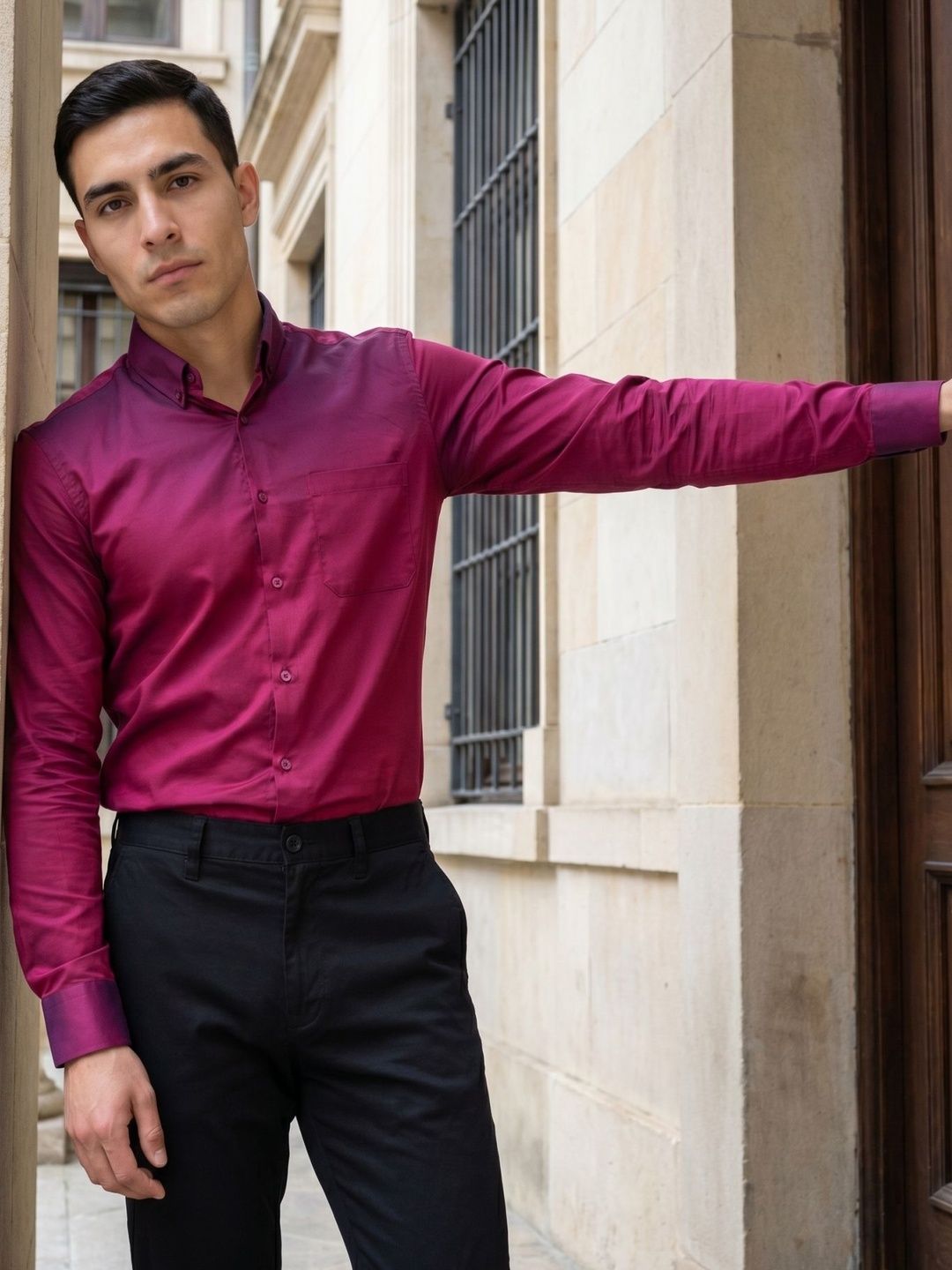 Indian Needle Men Classic Ombre Casual Shirt