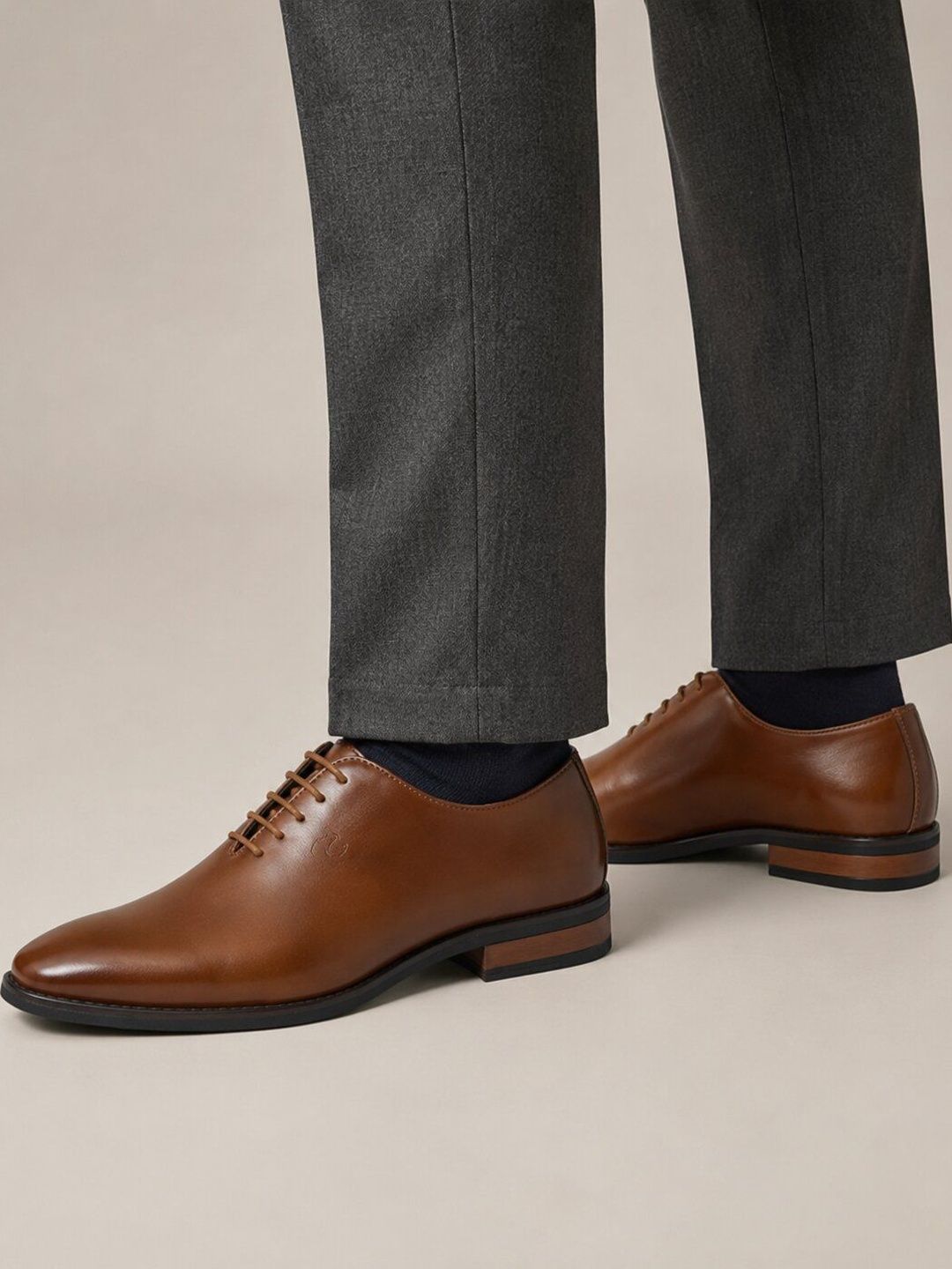 San Frissco Men Tan Classic Durable Formal Wear Laceup Oxfords