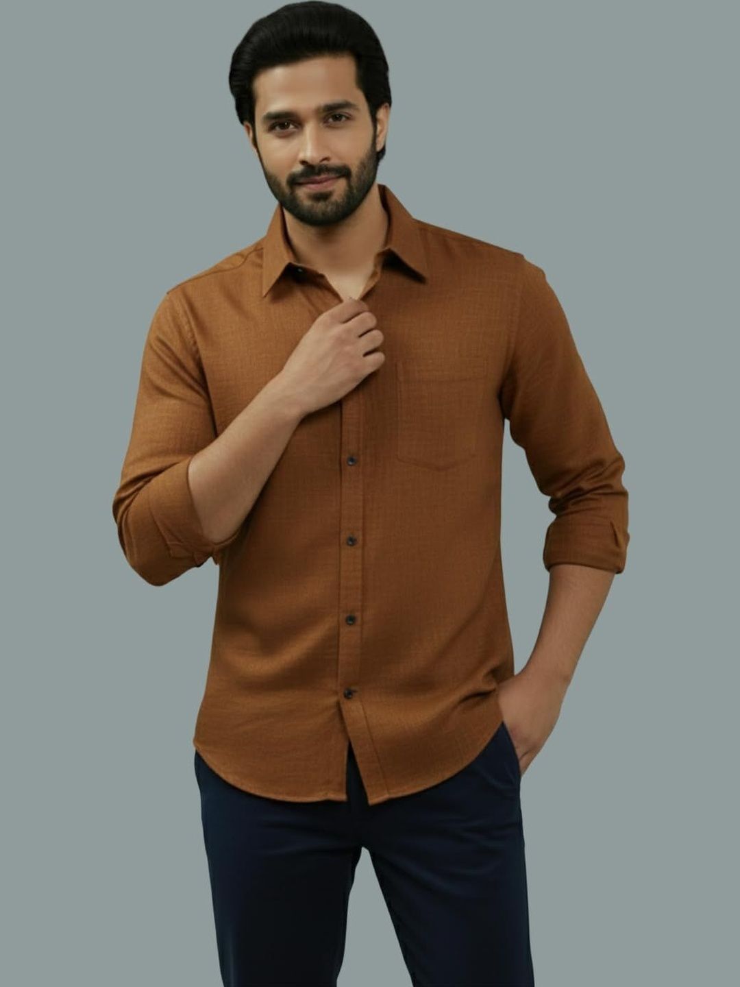 Indirae Men Smart Slim Fit Casual Shirt