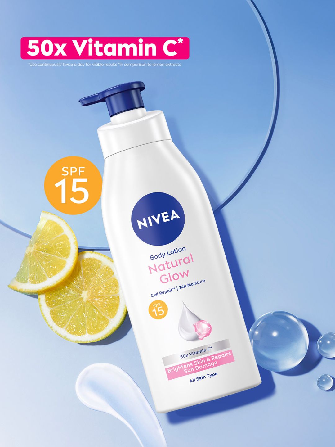 Nivea Nivea Natural Glow SPF15 Body Lotion with UVA UVB Filters & 24Hr Moisturization - 400 ml