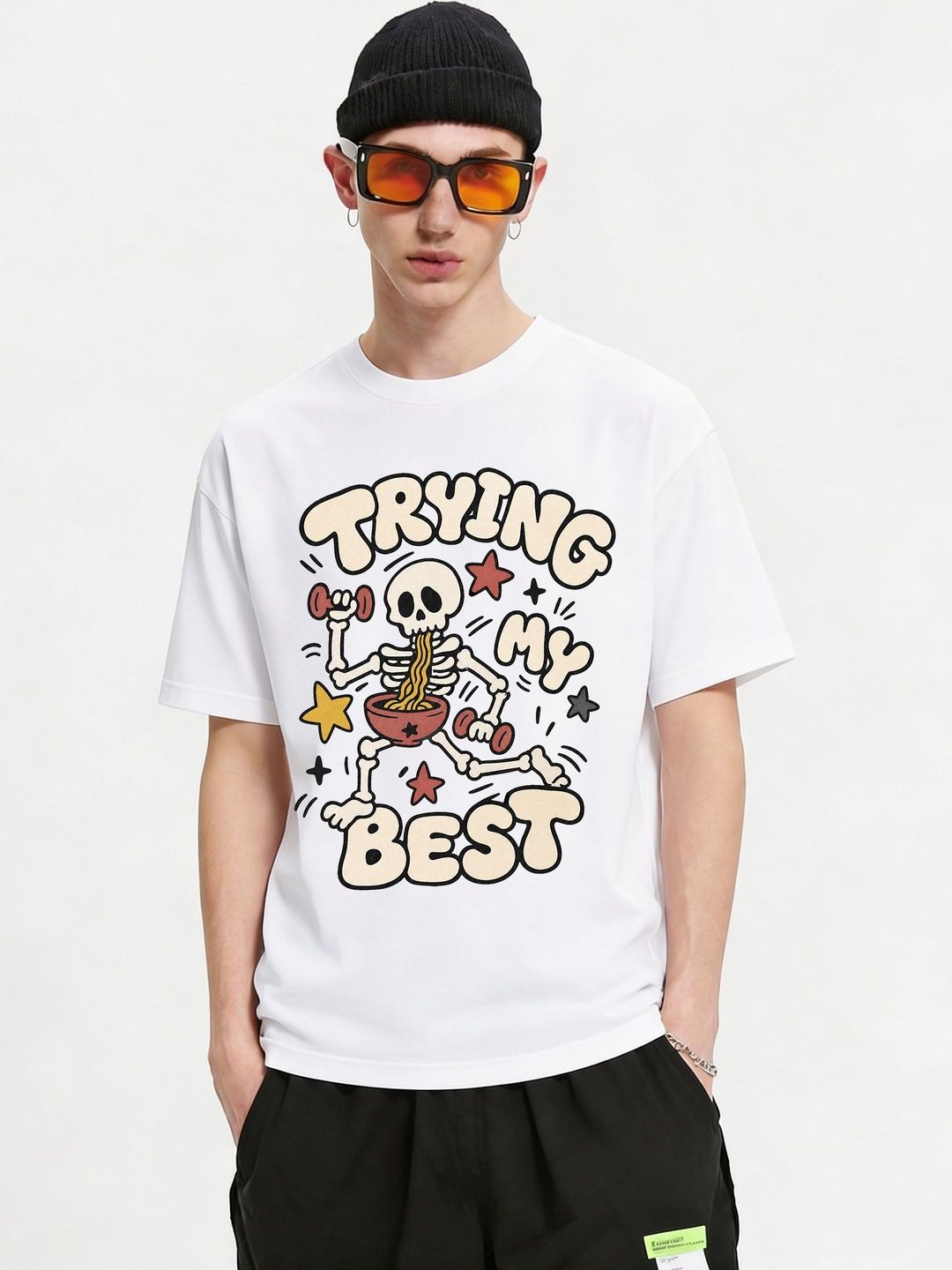 FARDA Unisex Printed Drop-Shoulder Sleeves T-shirt