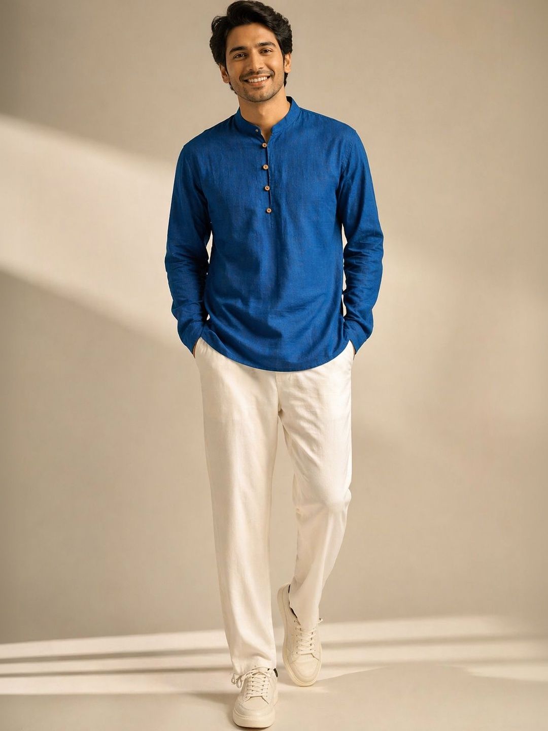 HERE&NOW Men Solid Straight Kurtas