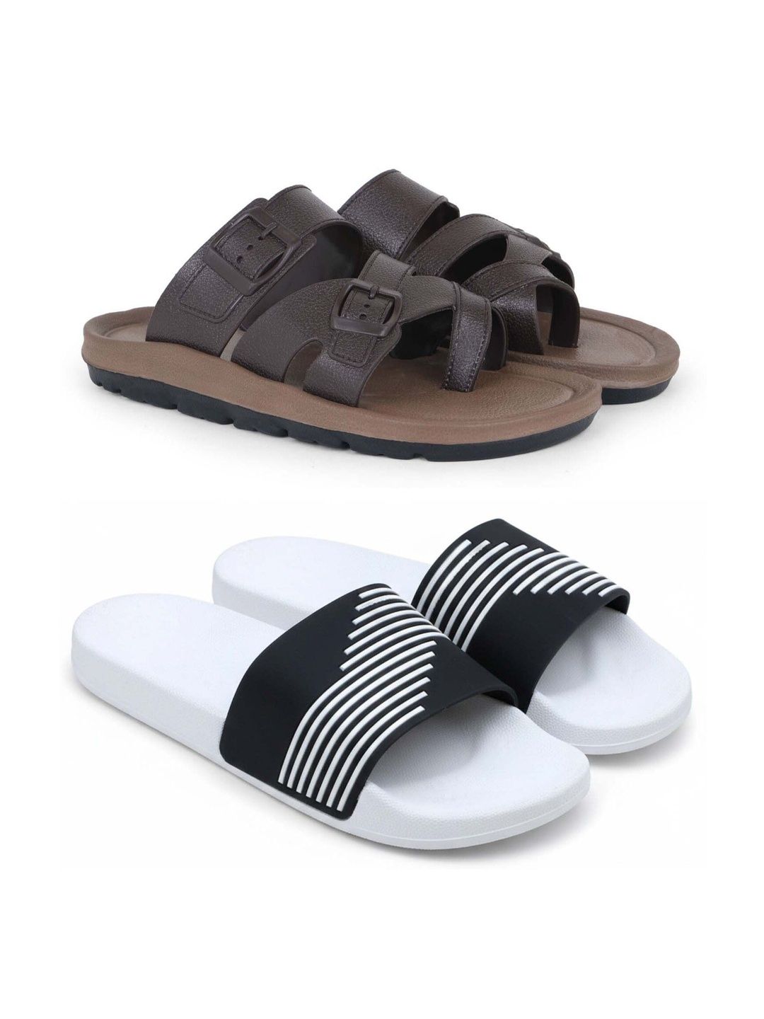 KAPYANSH Men Striped Sliders