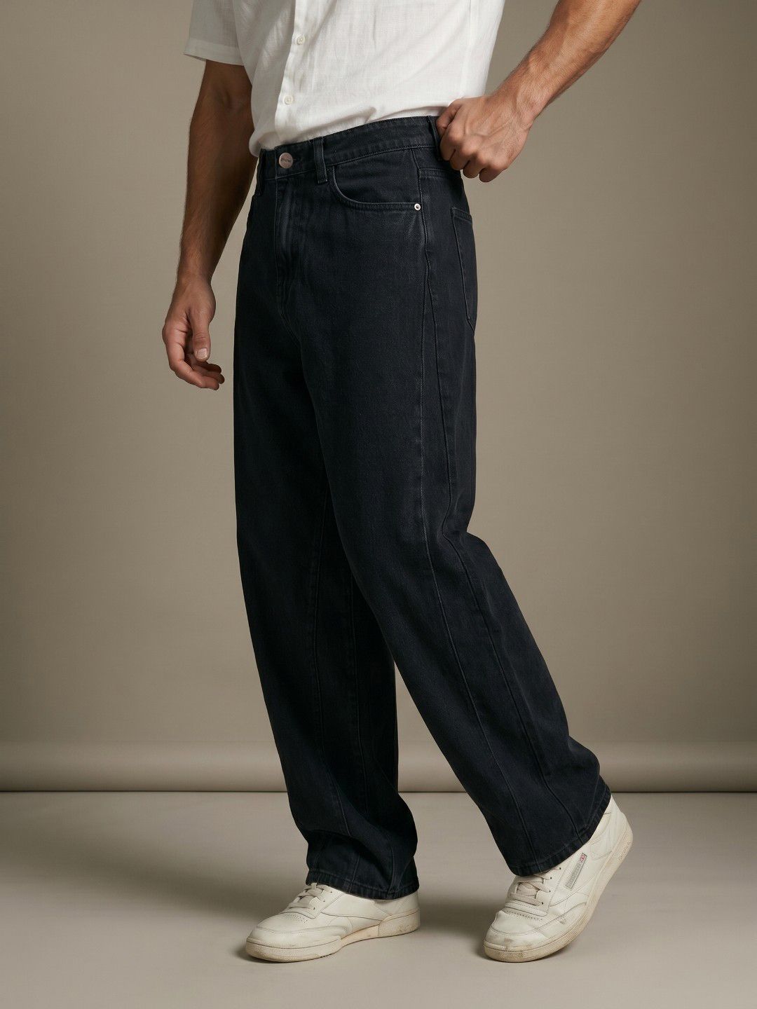 glitchez Men Baggy Fit Pure Cotton Jeans
