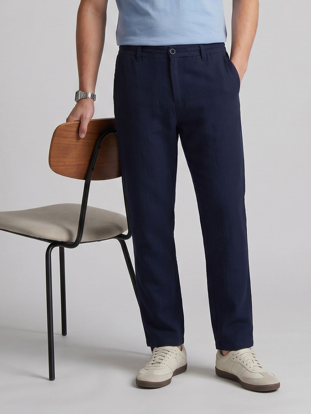 Louis Philippe Jeans Louis Philippe Jeans Men Pure Cotton Straight Fit Chino Trousers