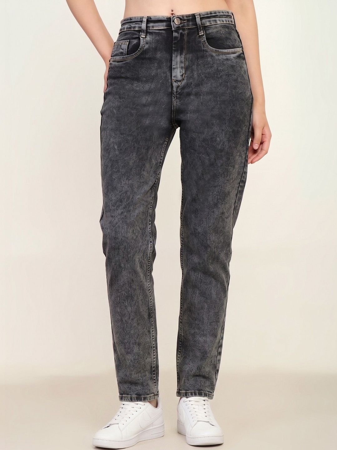 Buy zayla Women Comfort High-Rise Acid Wash Stretchable Jeans