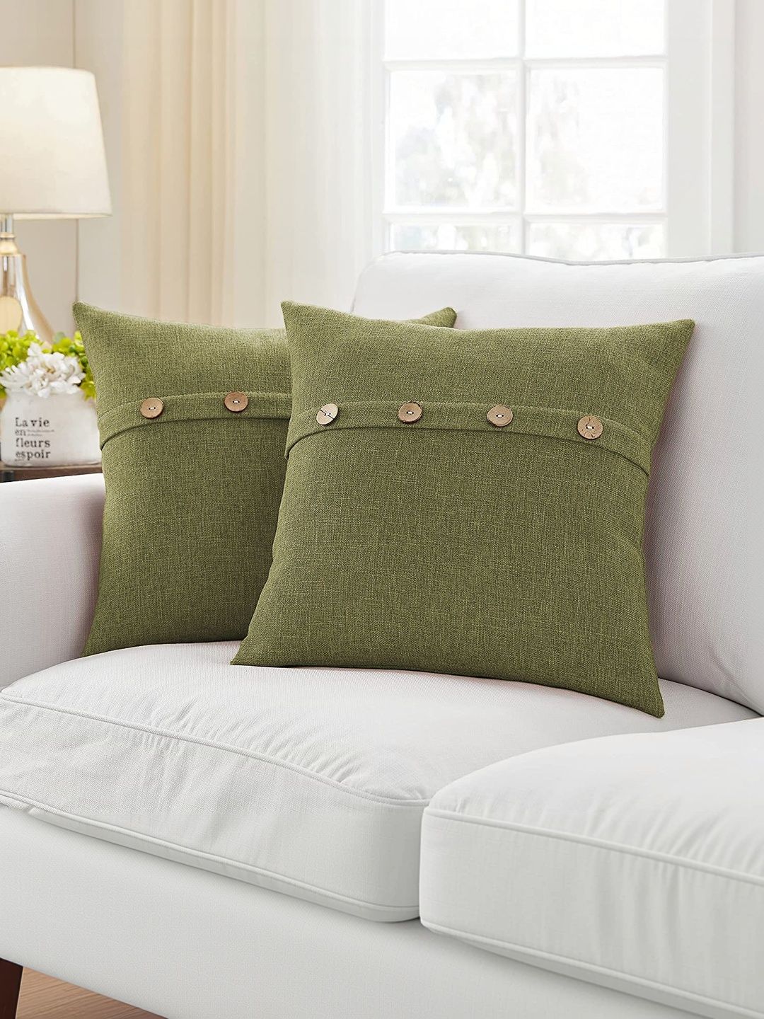 Khooti Green Set of 2 Square Cushion Covers