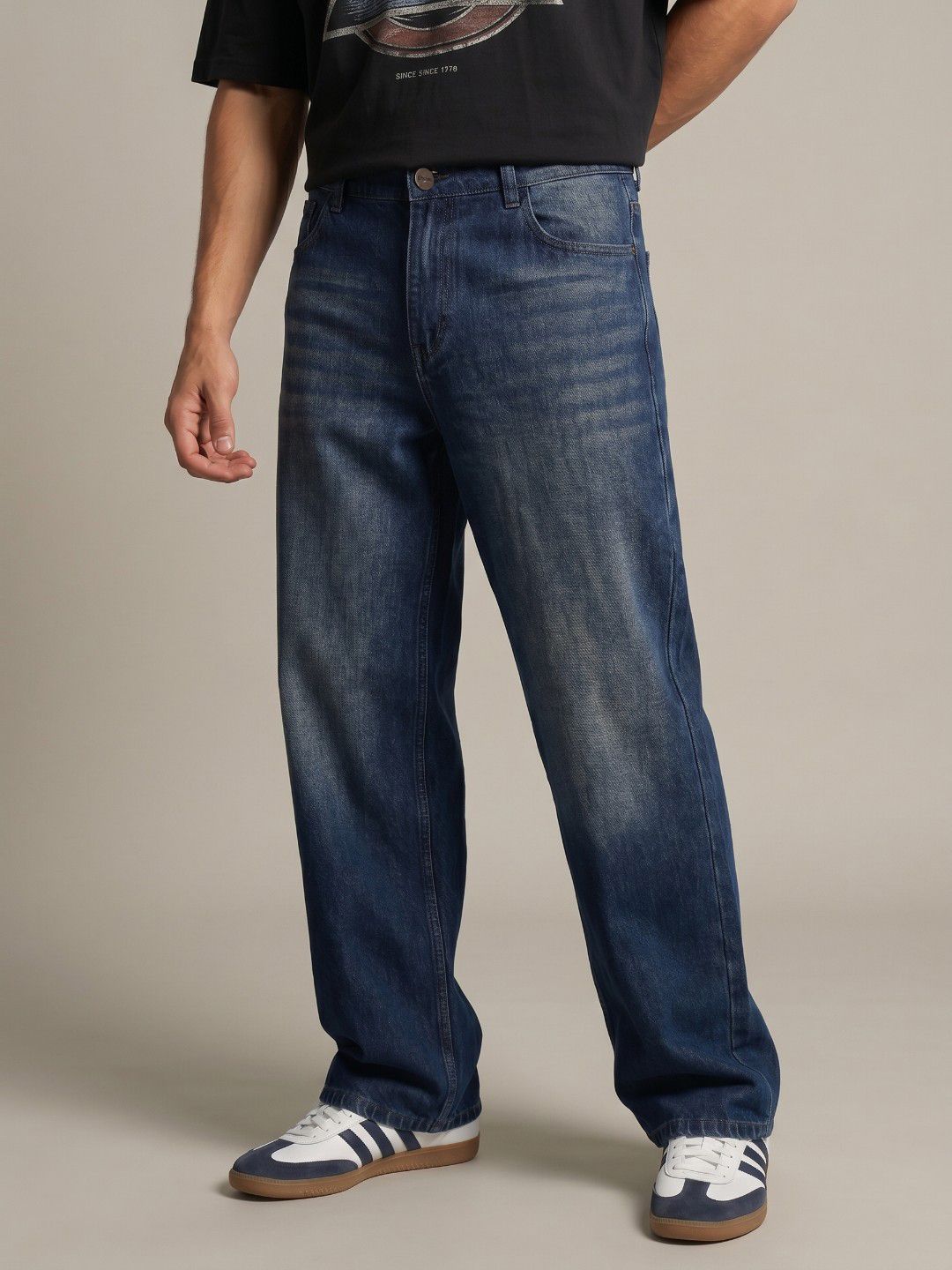 glitchez Men Baggy Fit Pure Cotton Jeans