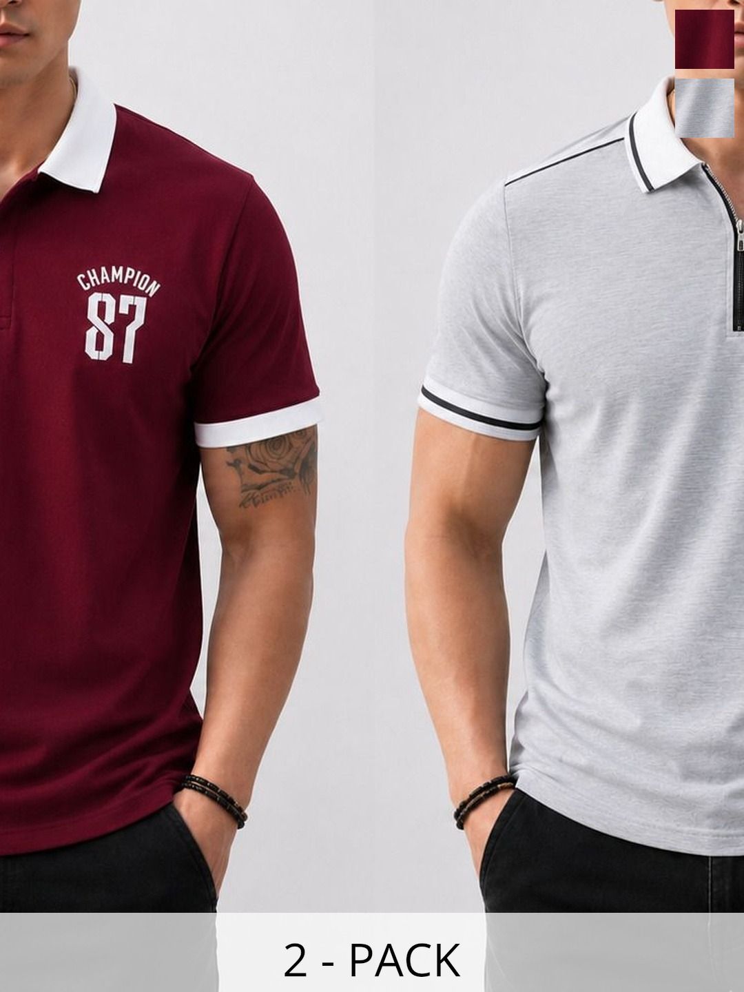 SCUBA Men 2 Polo Collar Pure Cotton T-shirt