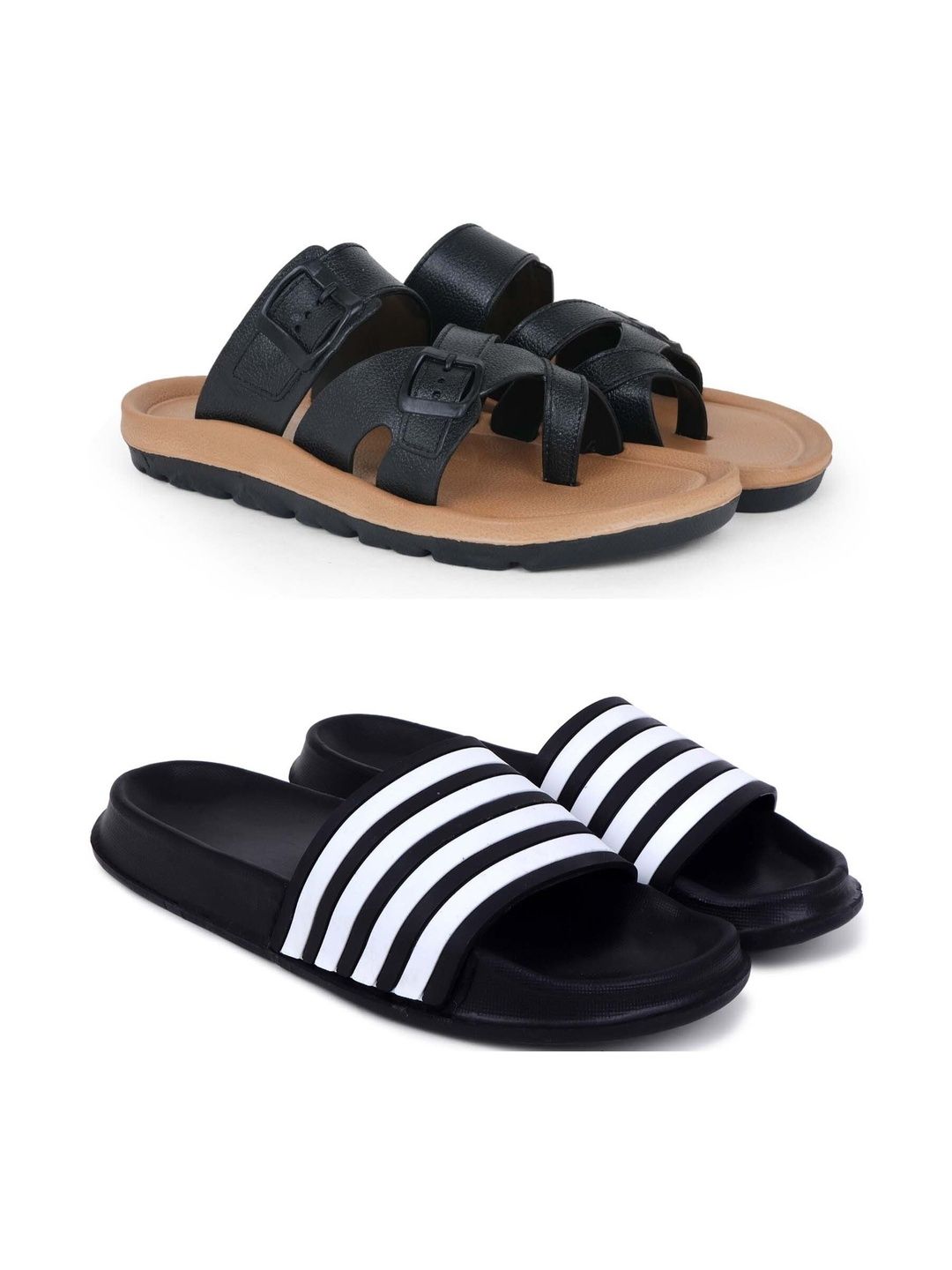 KAPYANSH Men Striped Sliders