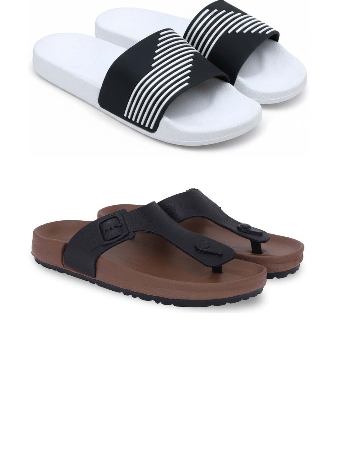 Pampy Angel Men Striped Thong Flip-Flops