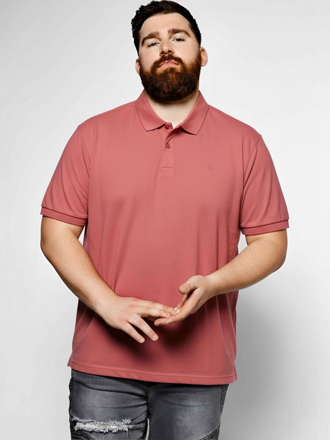 MAXZONE Men Polo Collar Pure Cotton Blend T-shirt