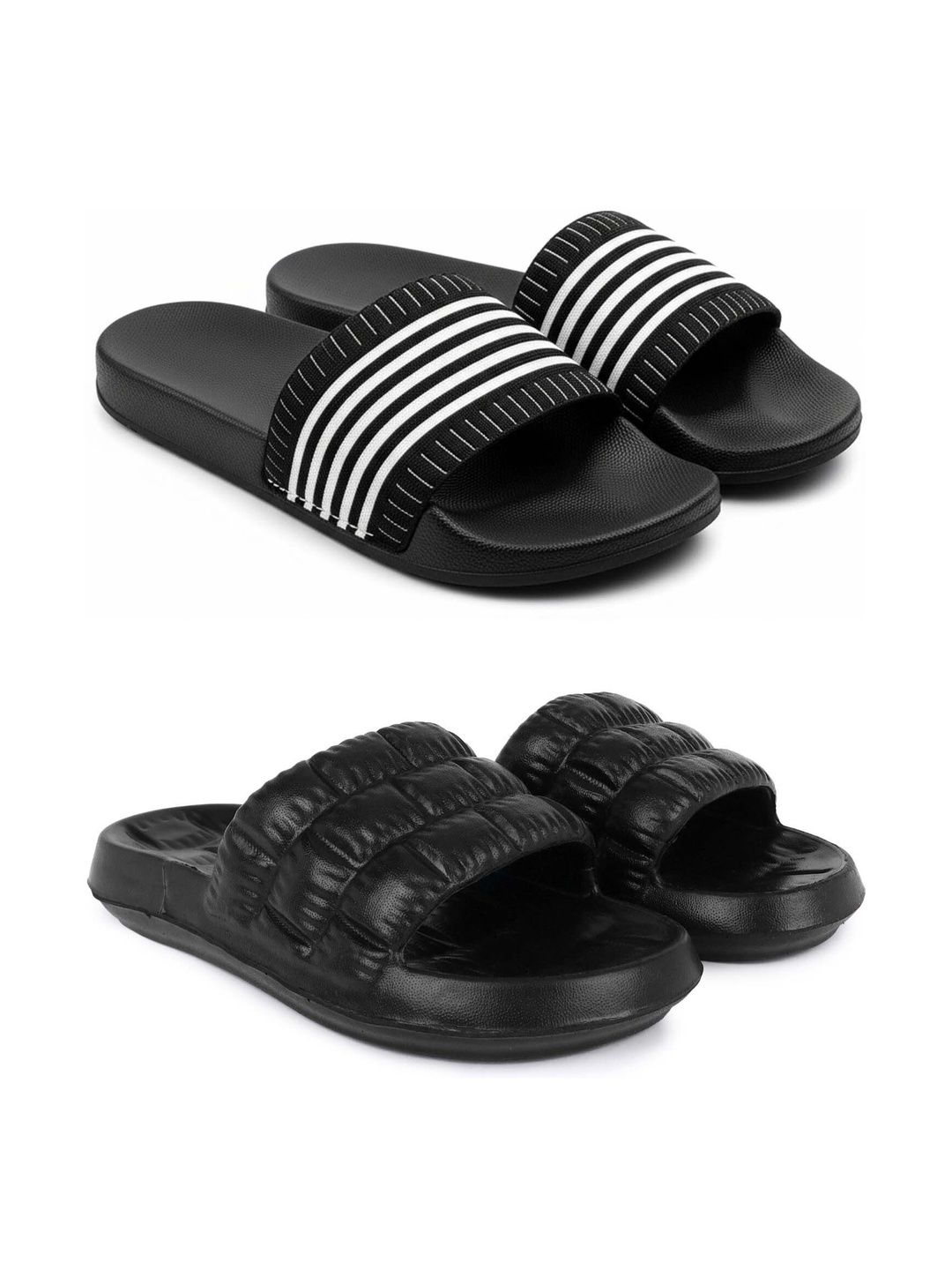 KAPYANSH Men Striped Sliders
