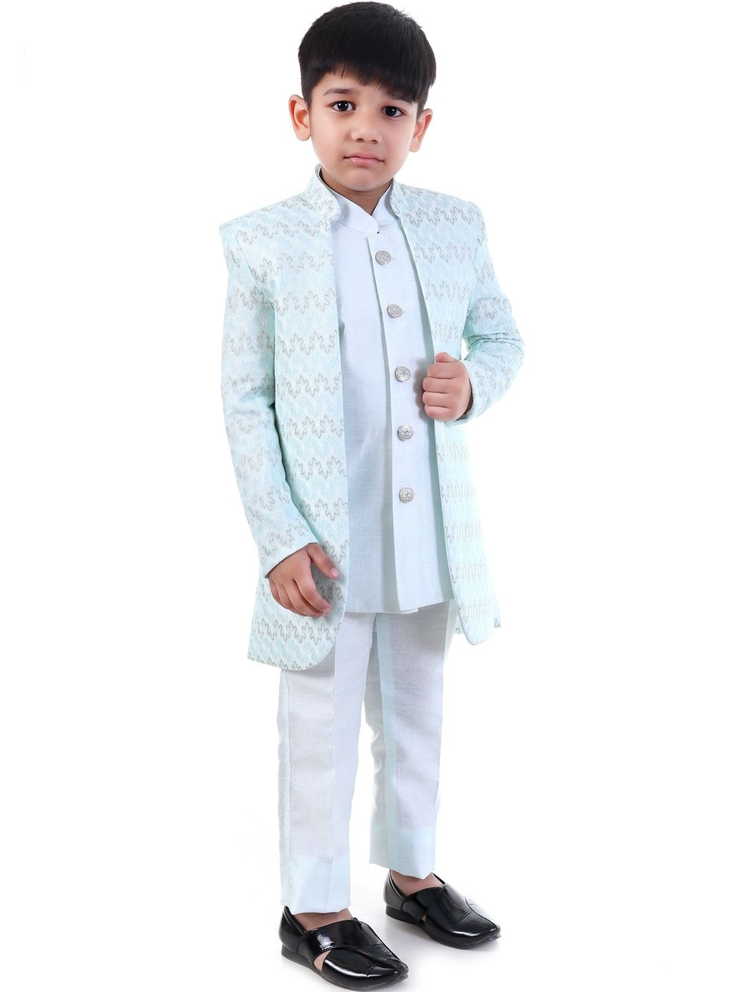Huggle Boo Boys Embroidered Mandarin Collar Sherwani Set