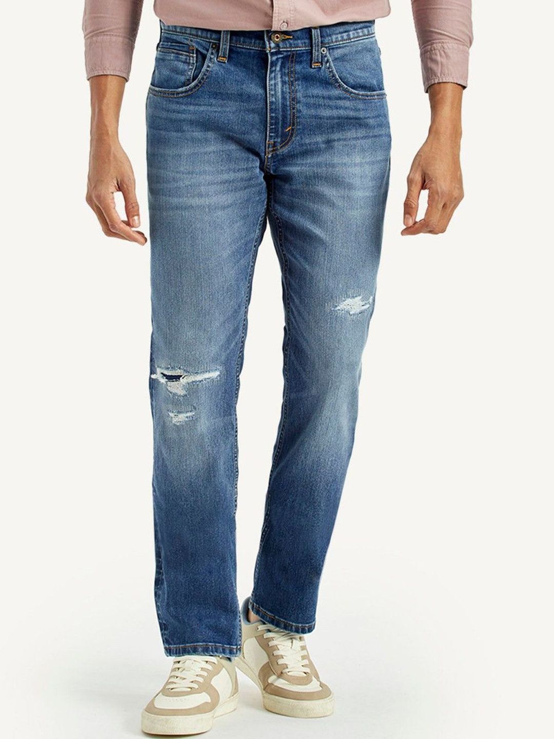 Levis Levis Men Slim Fit Mid-Rise Mildly Distressed Light Fade Stretchable Jeans