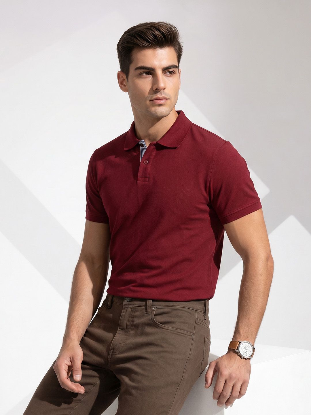 encore by INVICTUS Knitted Polo Collar T-shirt