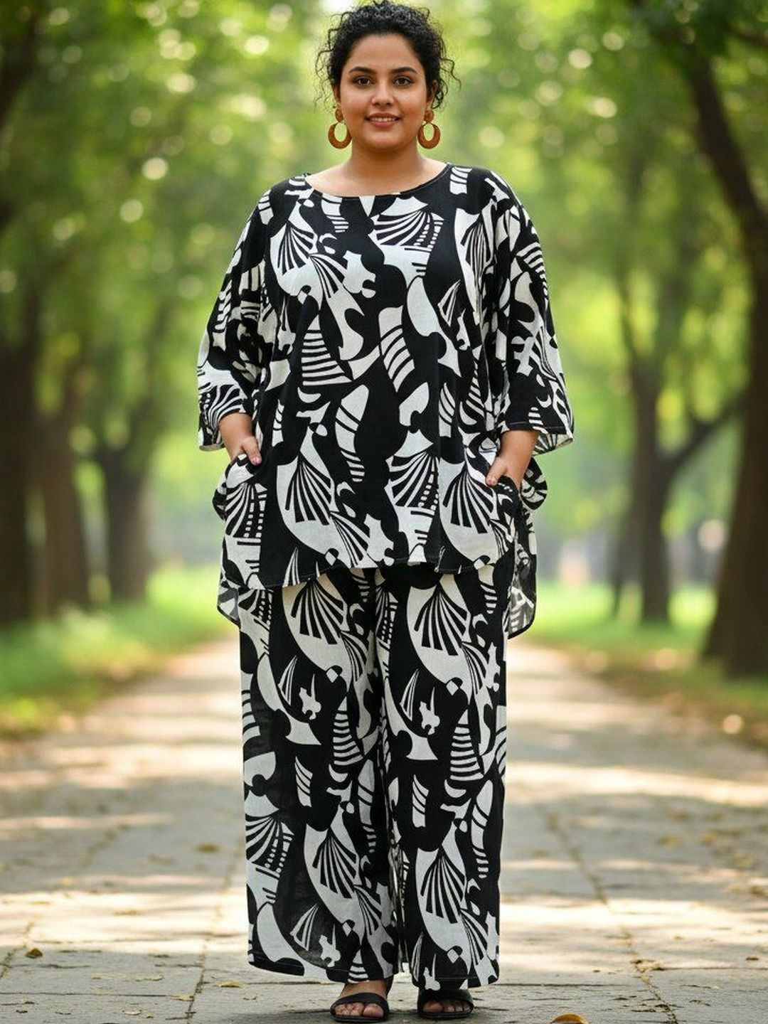 Sztori Cotton Printed Top with Palazzos