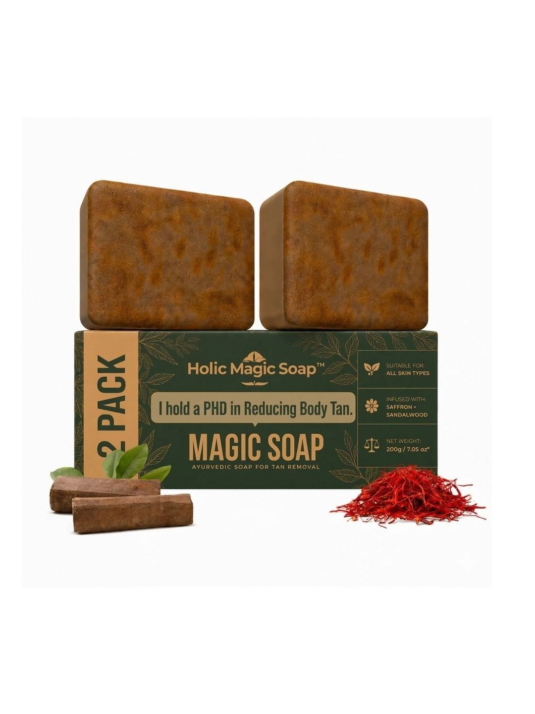 Chamit Set Of 2 Sandalwood & Saffron Magic Soaps - 100 g Each