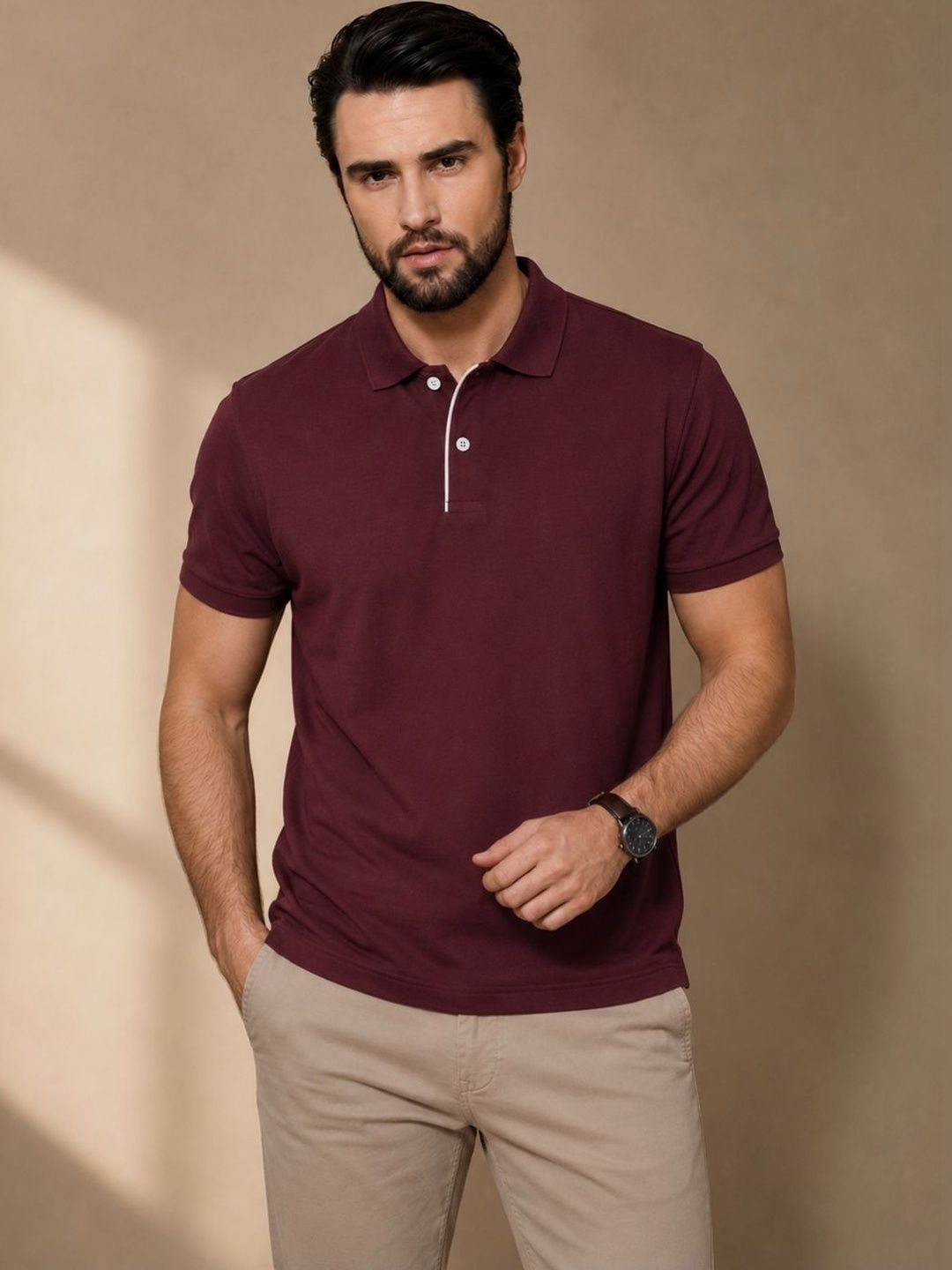 FEVERFEW Men Polo Collar T-shirt