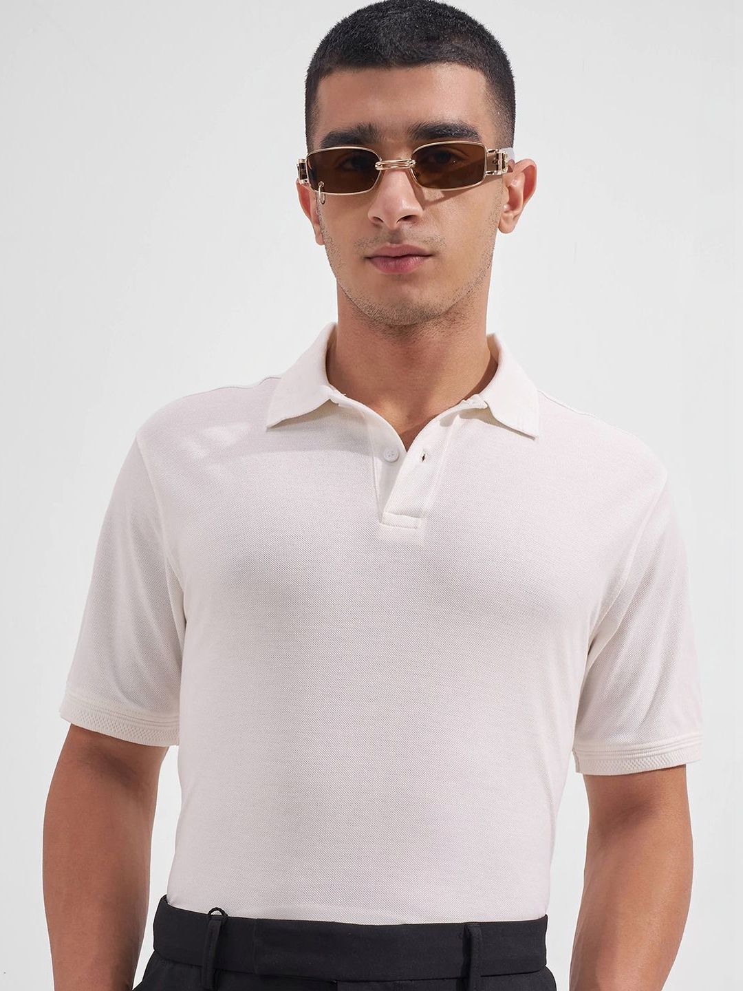 Men Polo Collar T-shirt HIGHLANDER Men Solid Half Sleeve Pique Polo Collar T-shirt