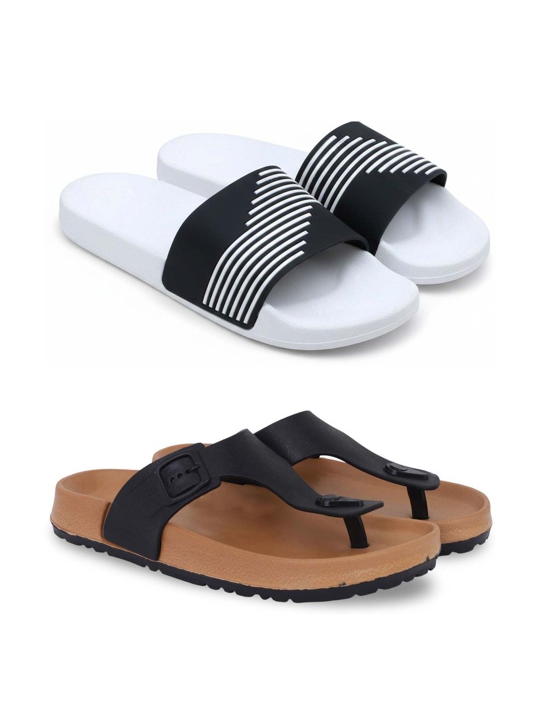 Pampy Angel Men Striped Thong Flip-Flops