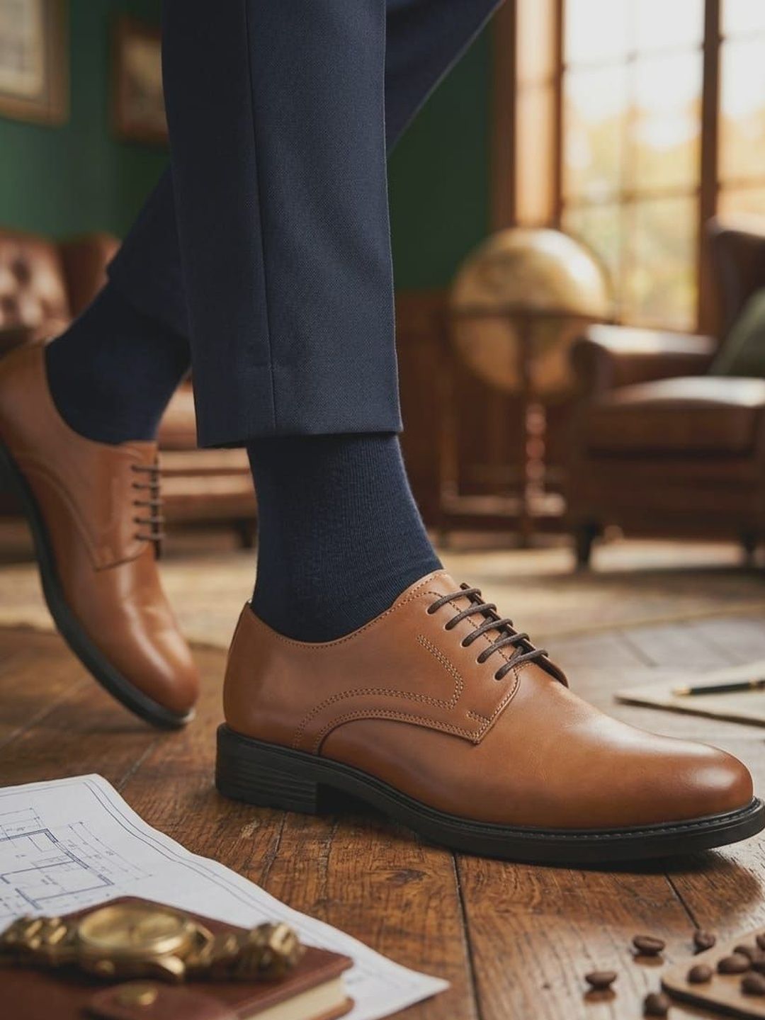 House of Pataudi Men Pointed Toe Lace-Ups Derbys Formal Shoes