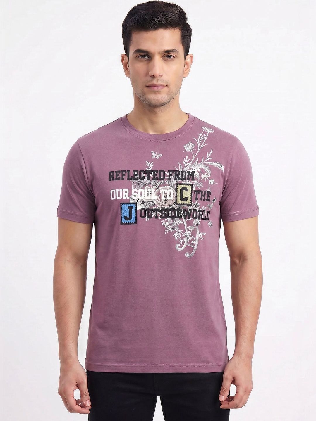 Plugin Violet Typography Round Neck T-shirt