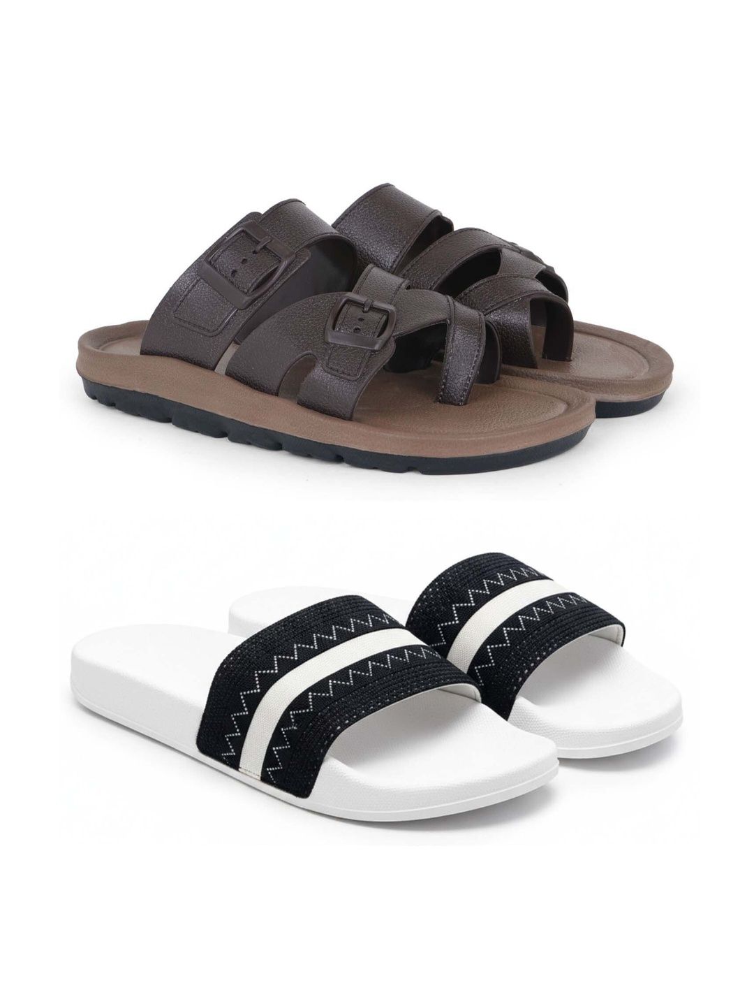 KAPYANSH Men Striped Sliders