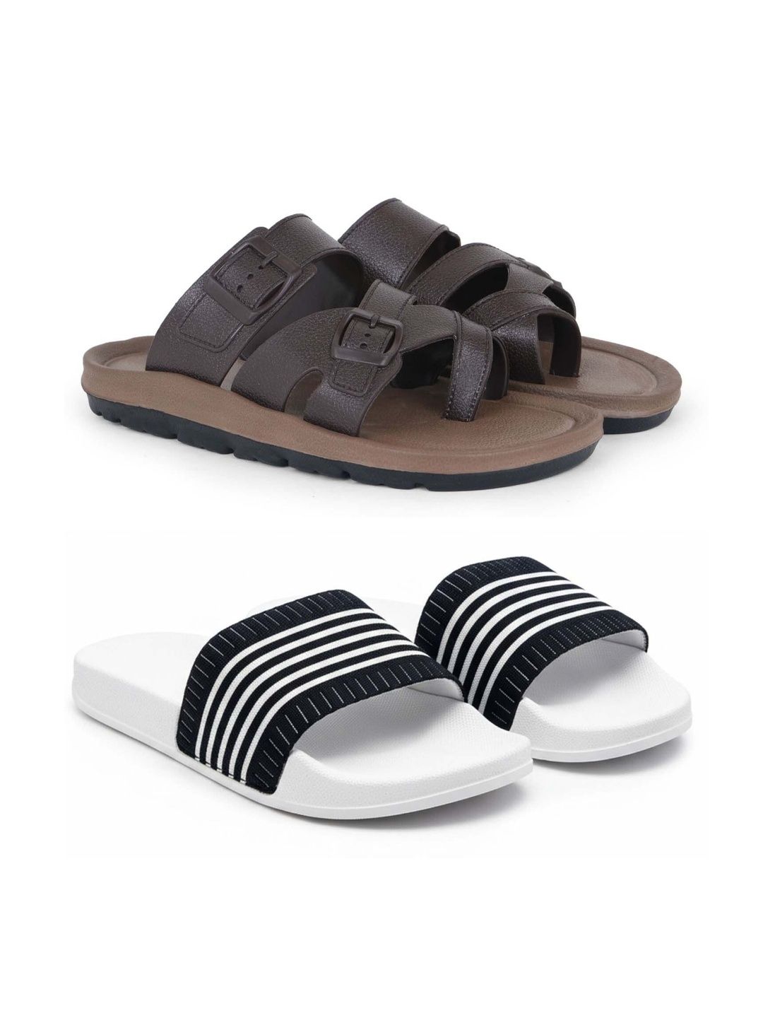 KAPYANSH Men Striped Sliders
