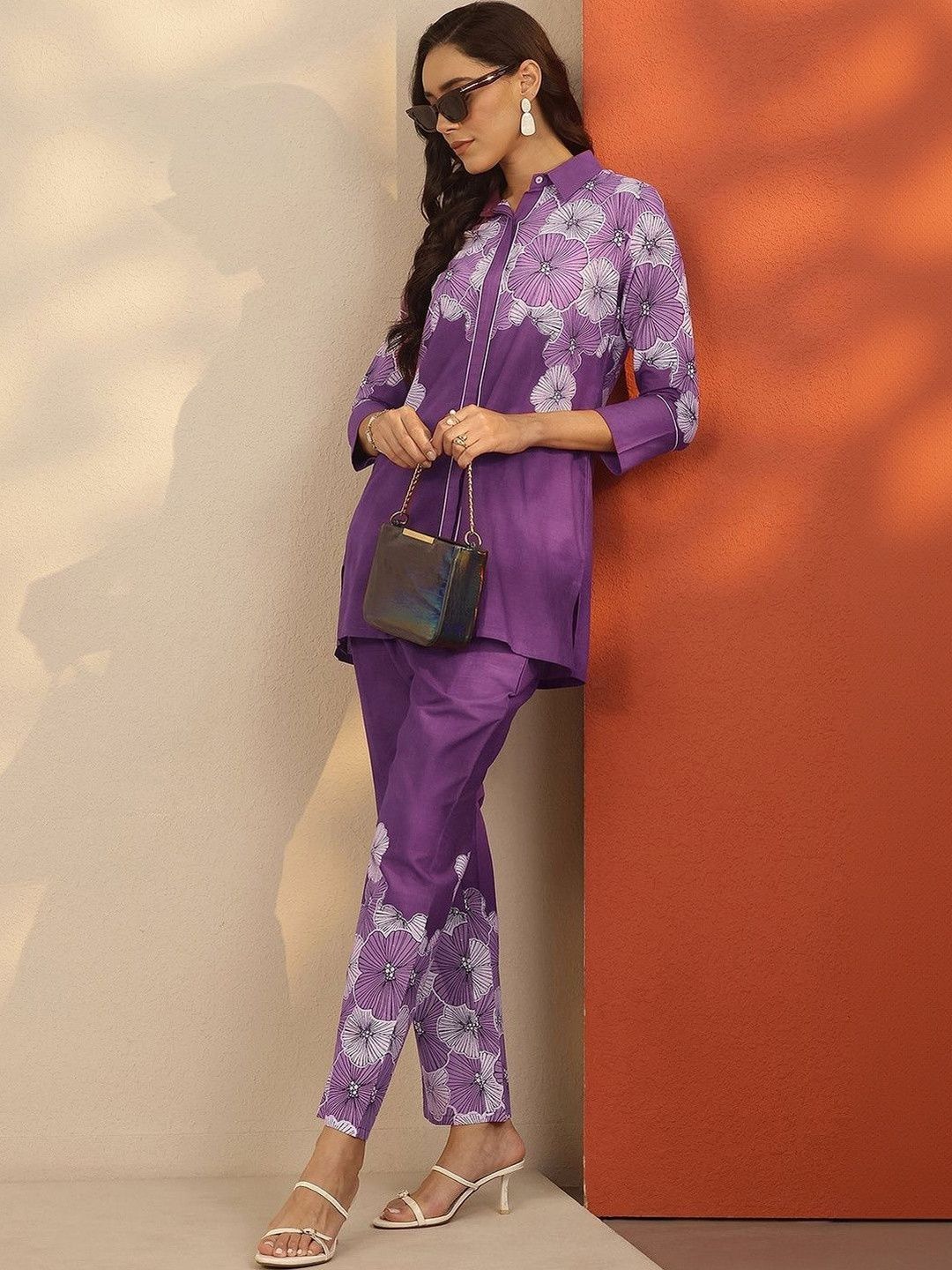 Gerua By Libas Gerua By Libas Floral Printed Shirt Collar Tunic With Trousers
