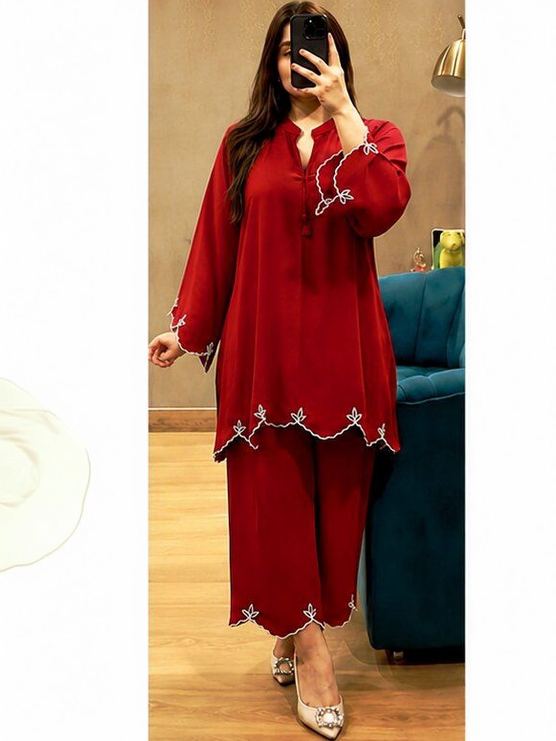 kipek Embroidered Tunic with Palazzos