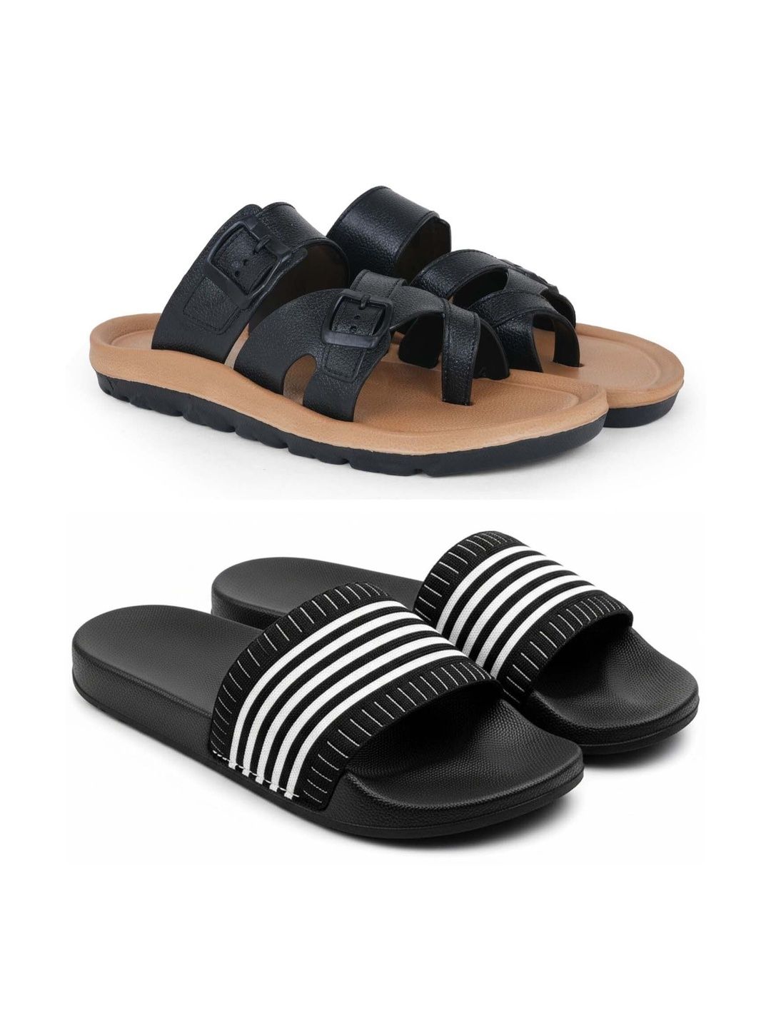 KAPYANSH Men Striped Sliders