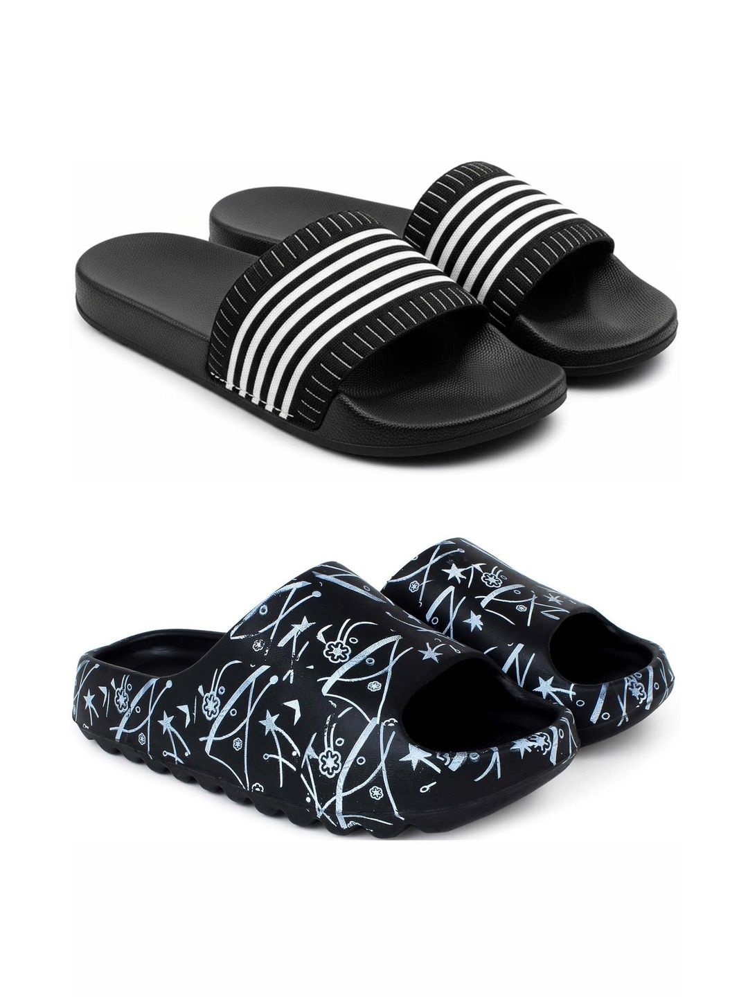 KAPYANSH Men Striped Sliders