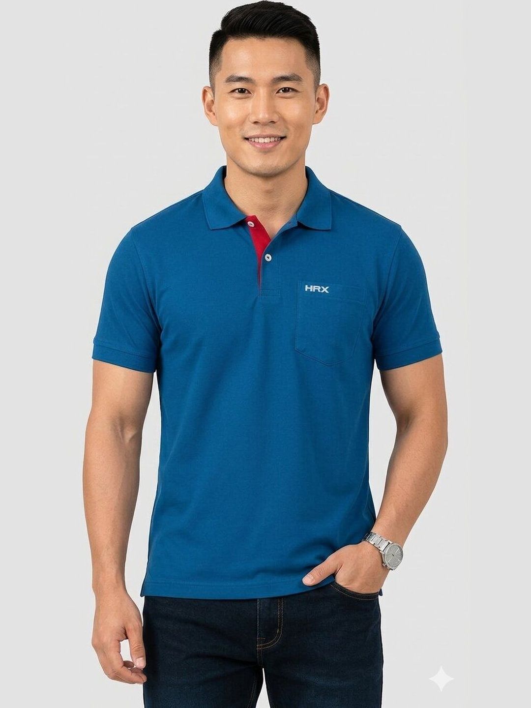 HRX by Hrithik Roshan Men Brand Logo Polo Collar Pockets T-shirt
