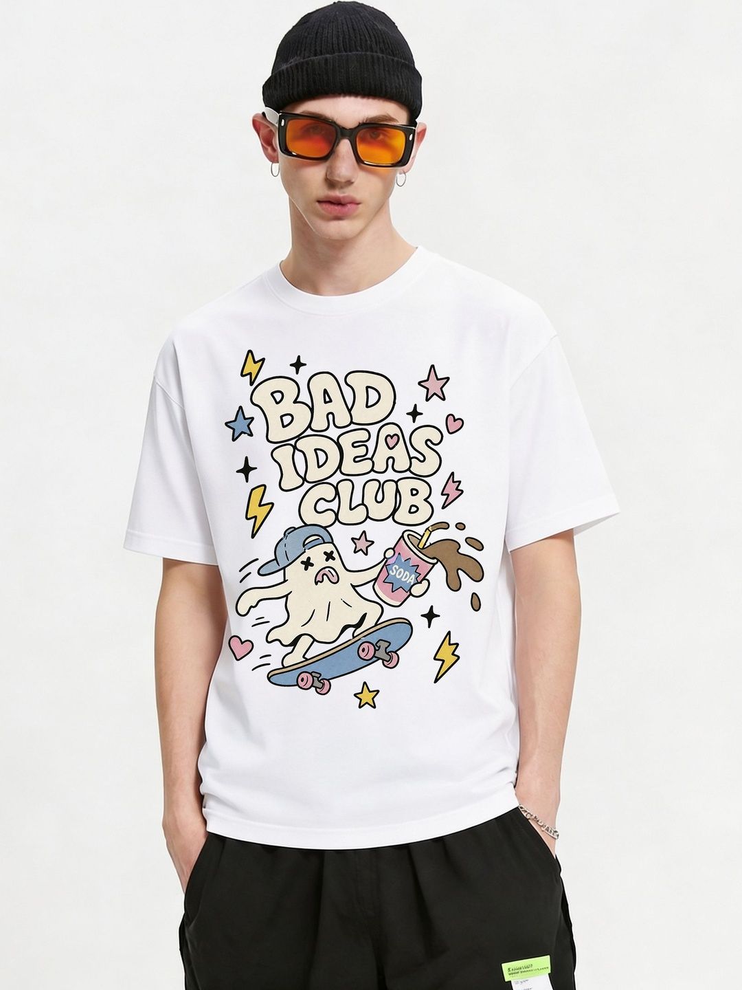 FARDA Unisex Printed Drop-Shoulder Sleeves T-shirt