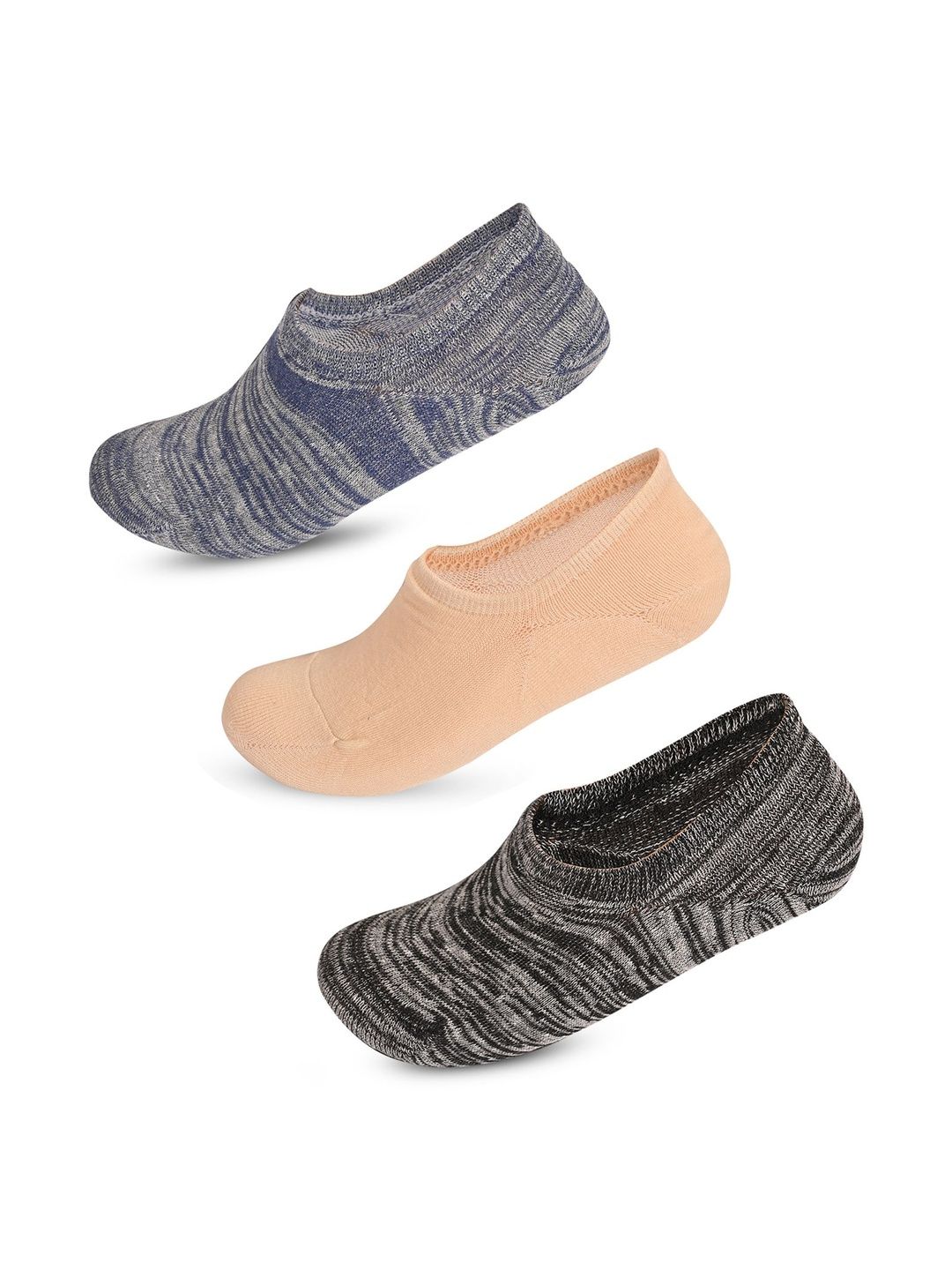 LOOM LEGACY Men Pack of 3 Cotton Blend Assorted Patterned Shoe Liners Socks