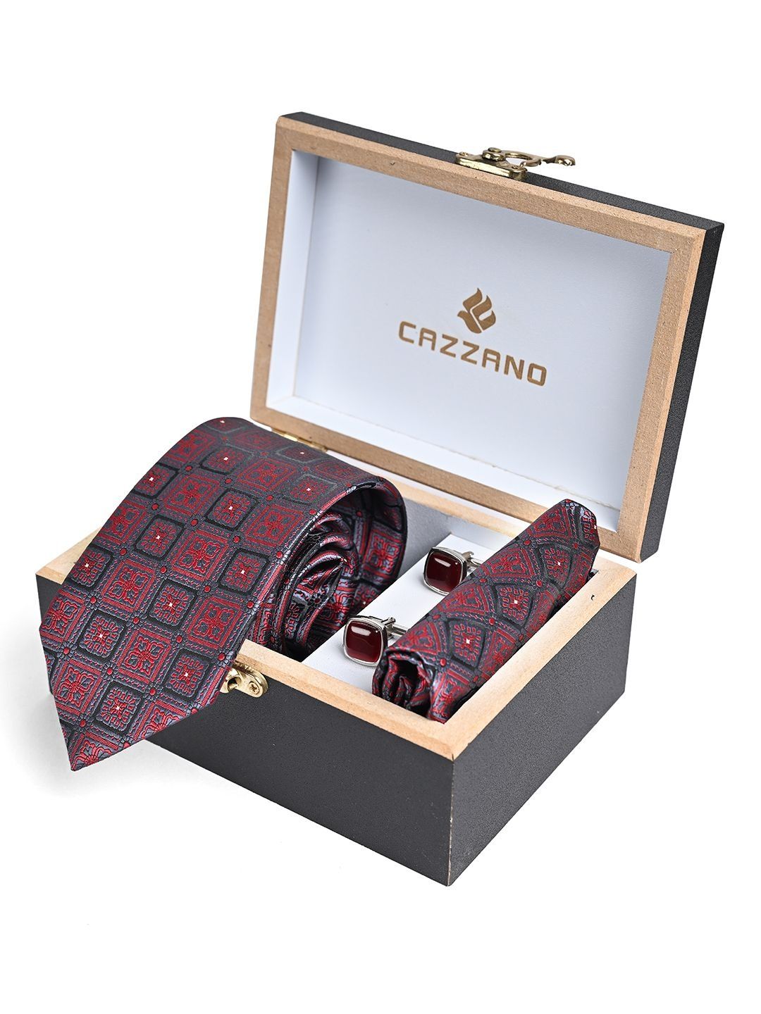 Cazzano Men Checked Ties & Cufflinks