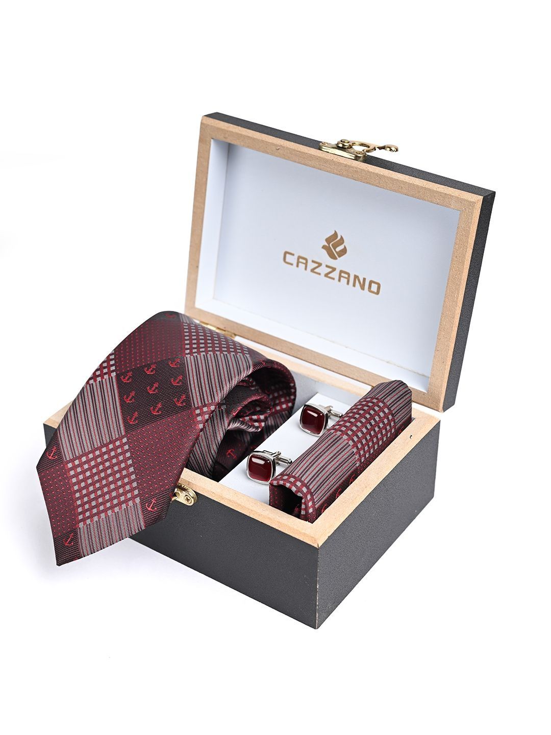 Cazzano Men Checked Ties & Cufflinks