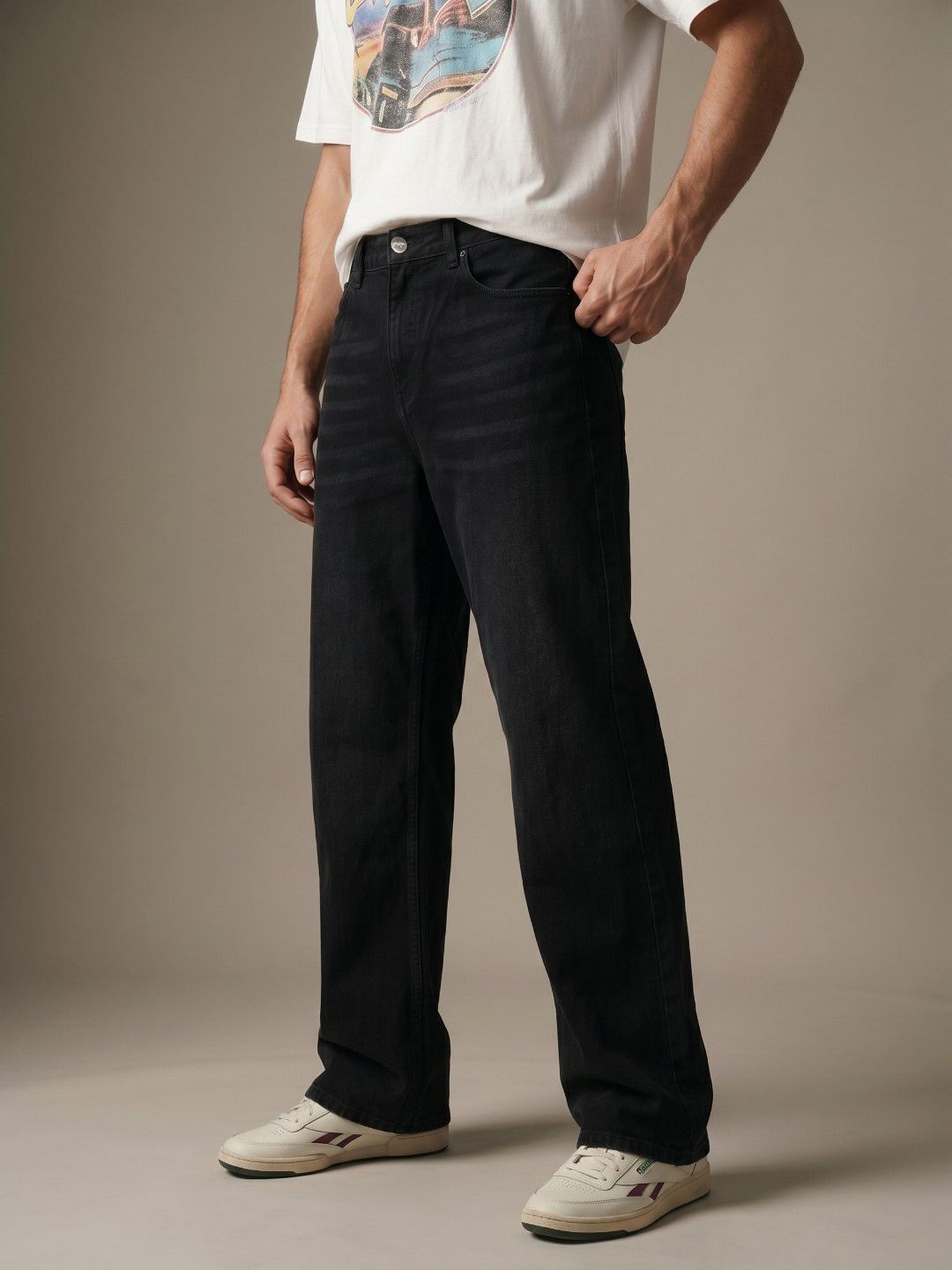 glitchez Men Loose Bootcut Stretchable Jeans