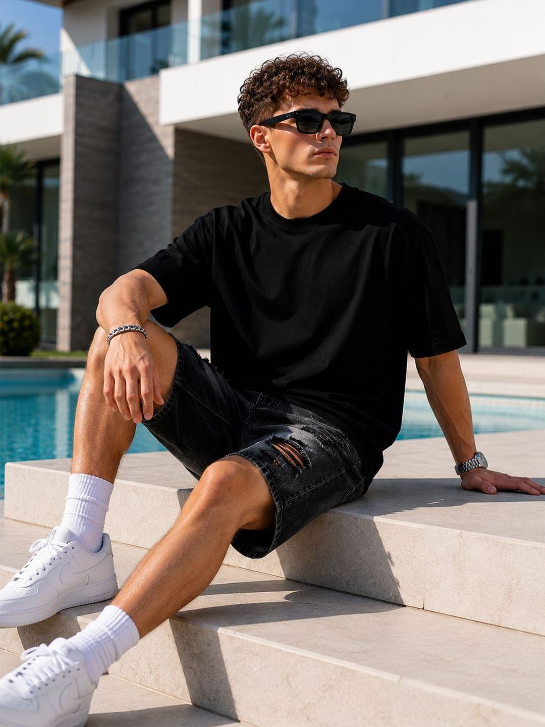 BRAHMOR Men Drop-Shoulder Sleeves T-shirt