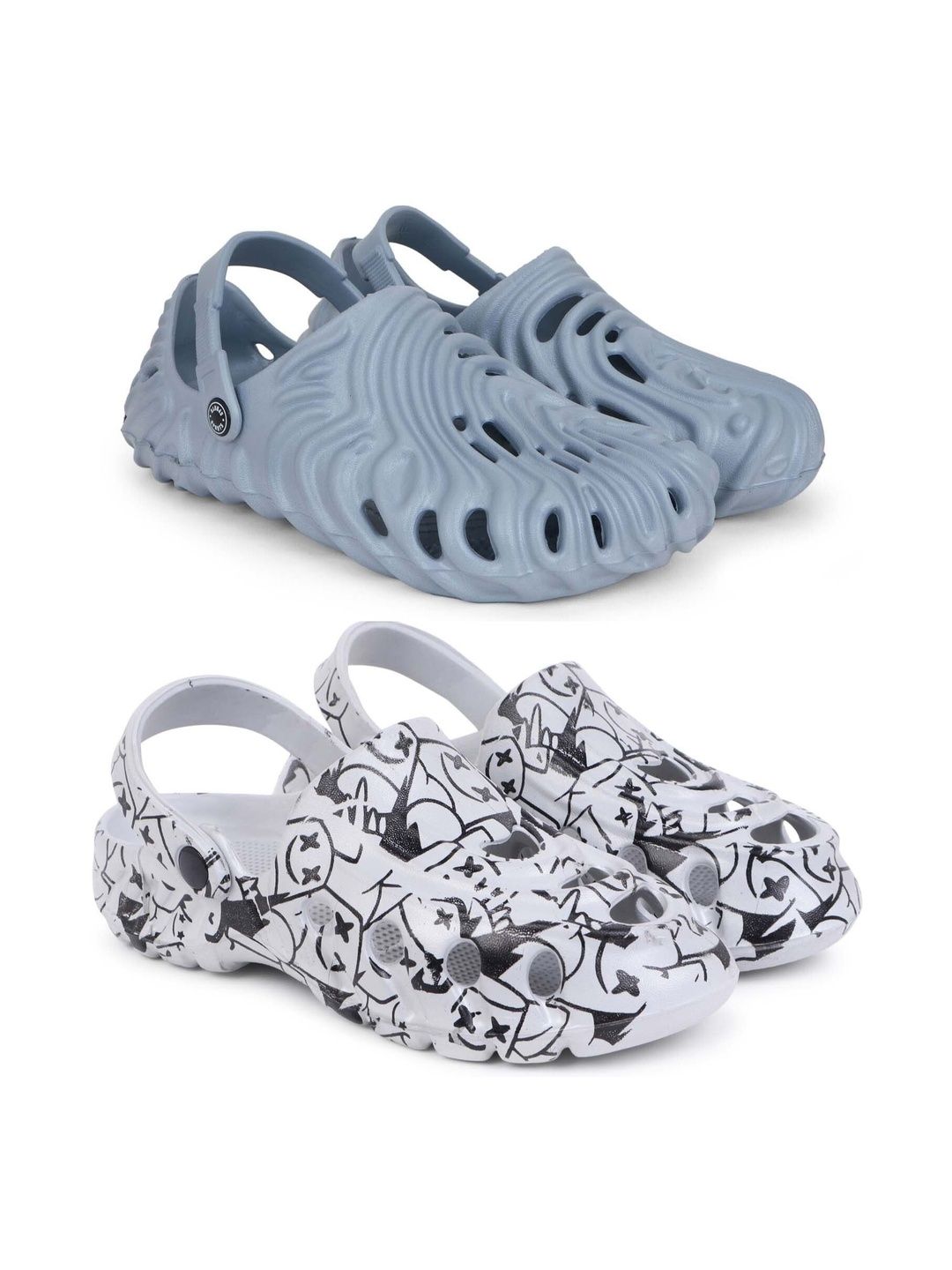 KAPYANSH Men Set Of 2 Printed Clogs
