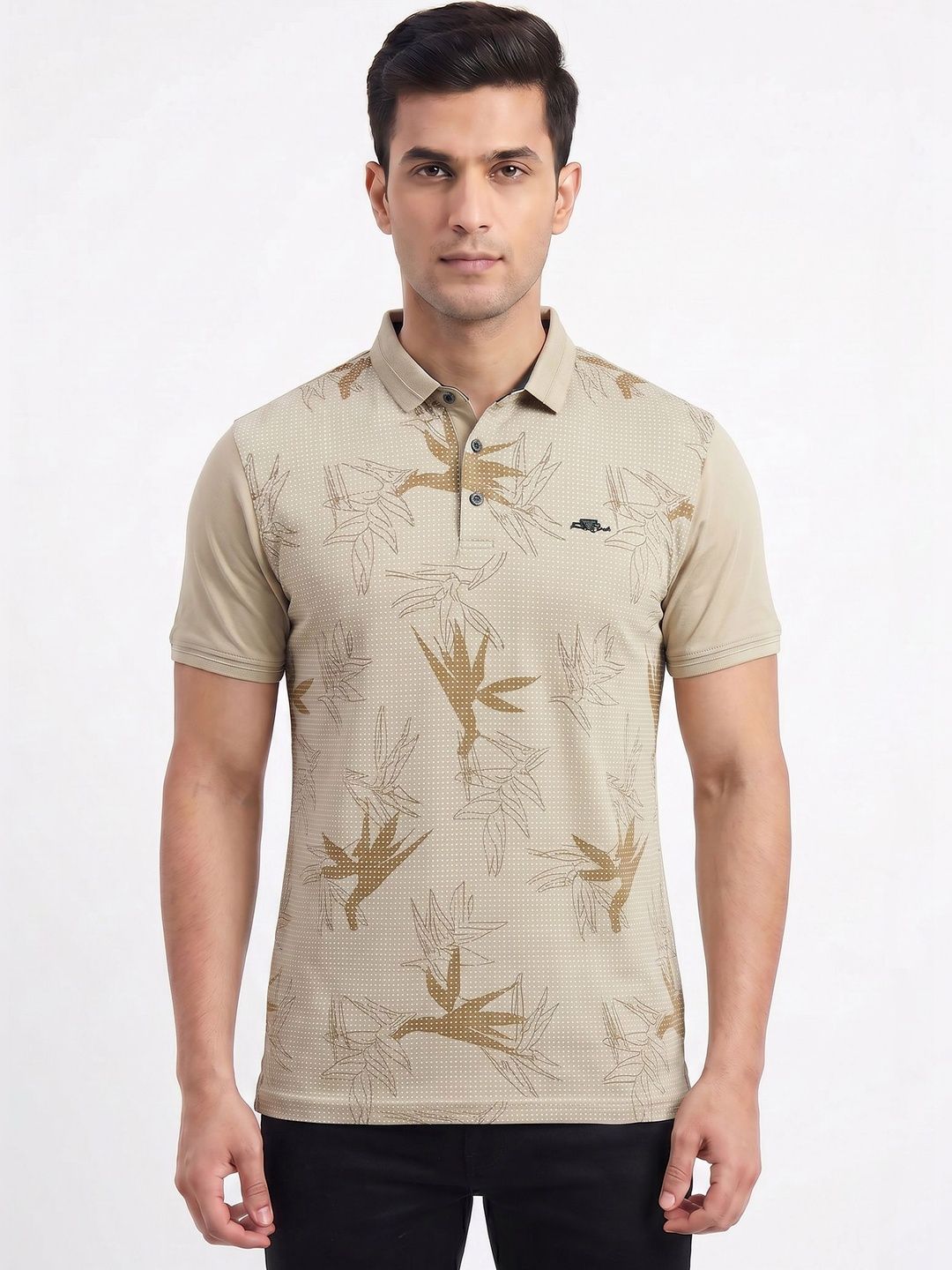 Plugin Men Printed Polo Collar T-shirt