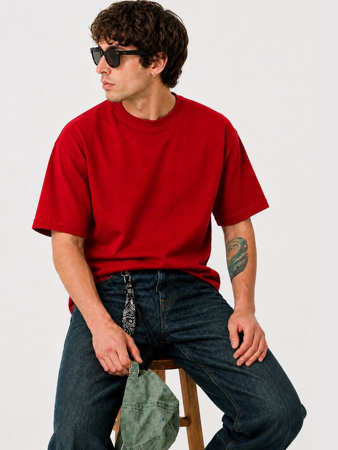 BRAHMOR Men Drop-Shoulder Sleeves T-shirt