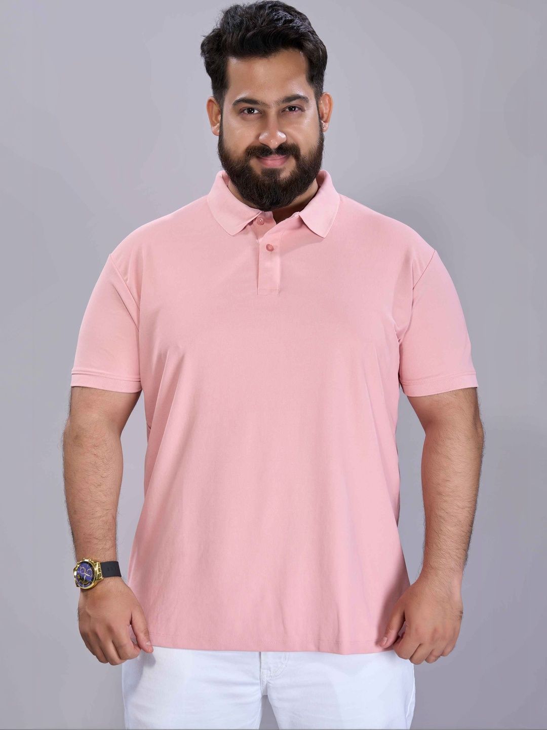 MAXZONE Men Polo Collar Pure Cotton Blend T-shirt