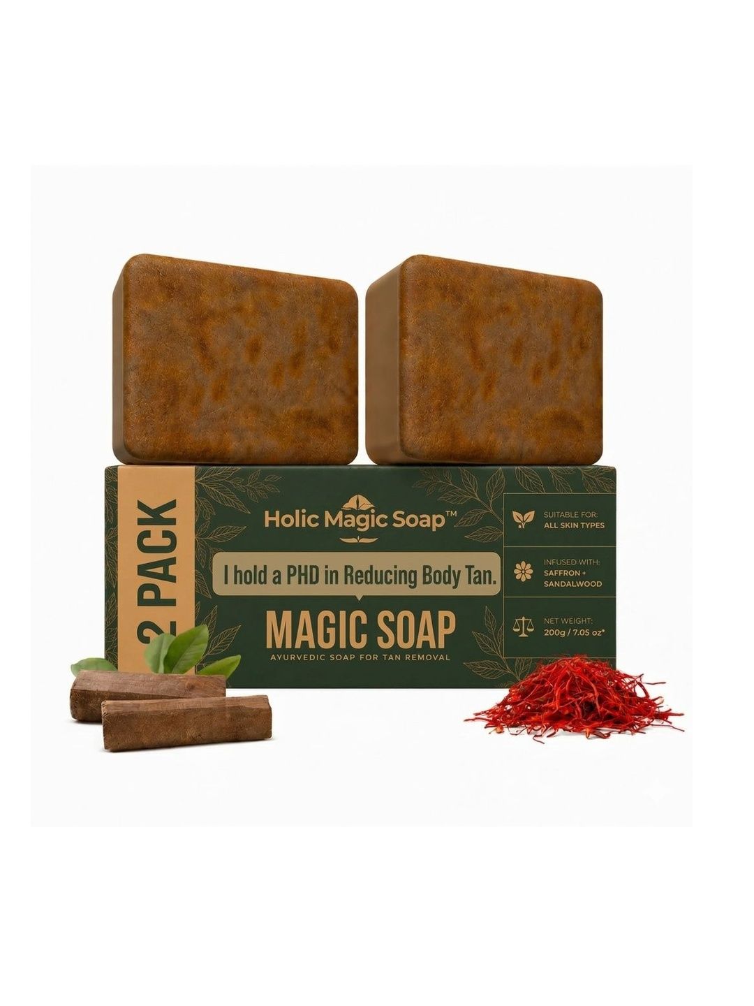 SA Deals Set Of 2 Sandalwood & Saffron Magic Soaps - 100 g Each