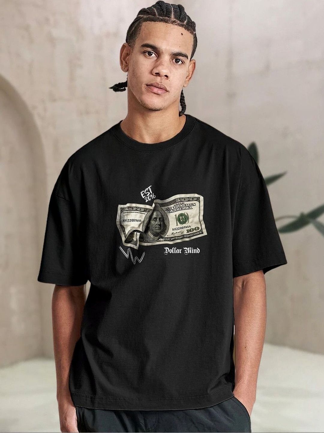 PRONK Men Printed Drop-Shoulder Sleeves T-shirt