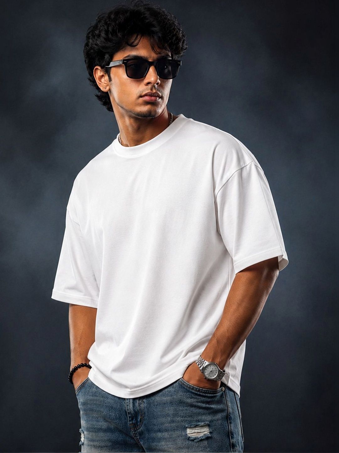 BRAHMOR Men Drop-Shoulder Sleeves T-shirt