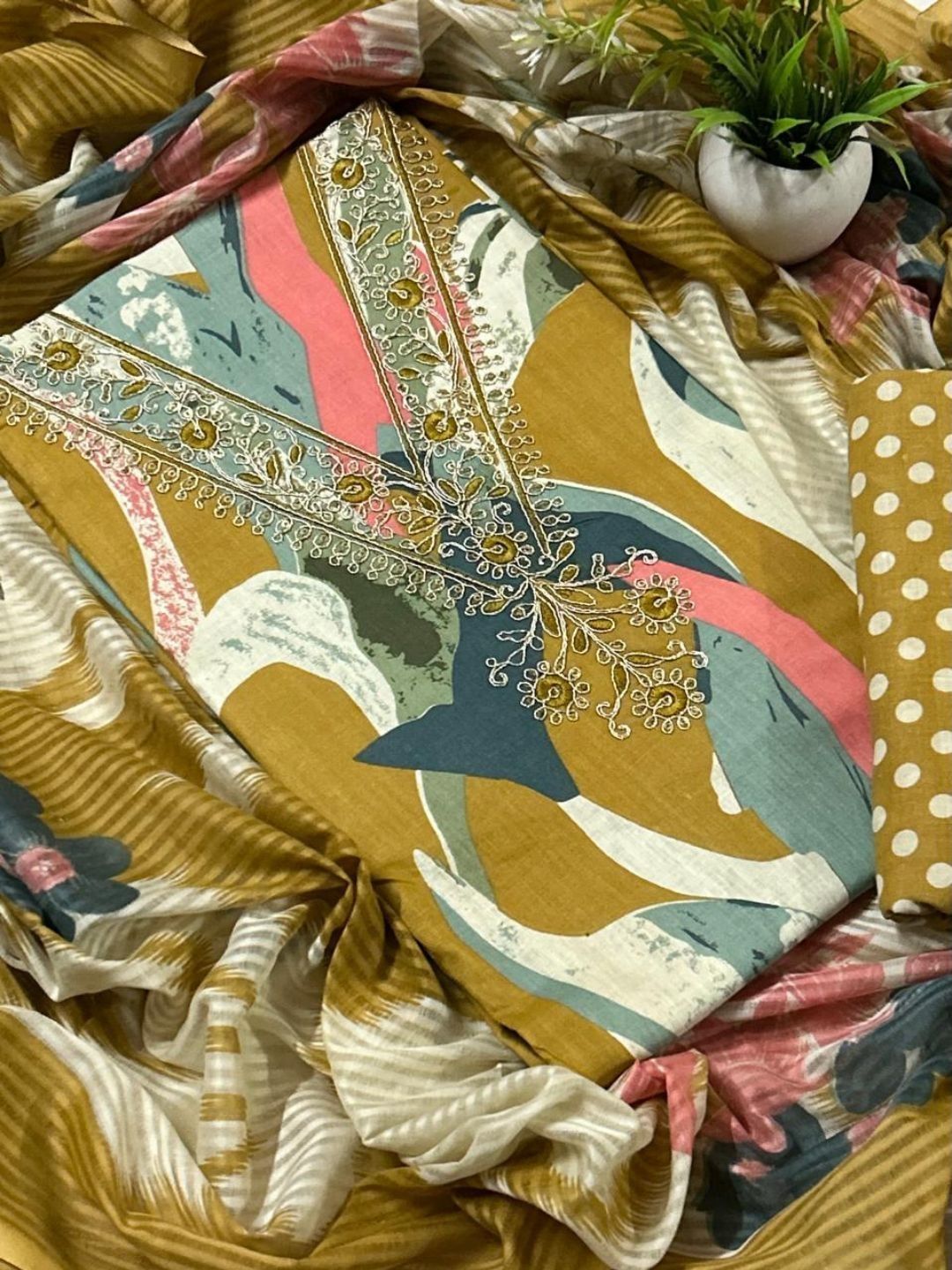EJS Printed Pure Cotton Unstitched Dress Material