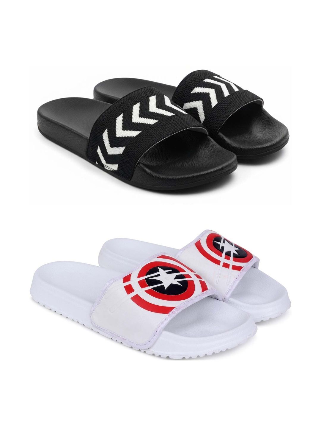 KAPYANSH Men Set Of 2 Printed Sliders